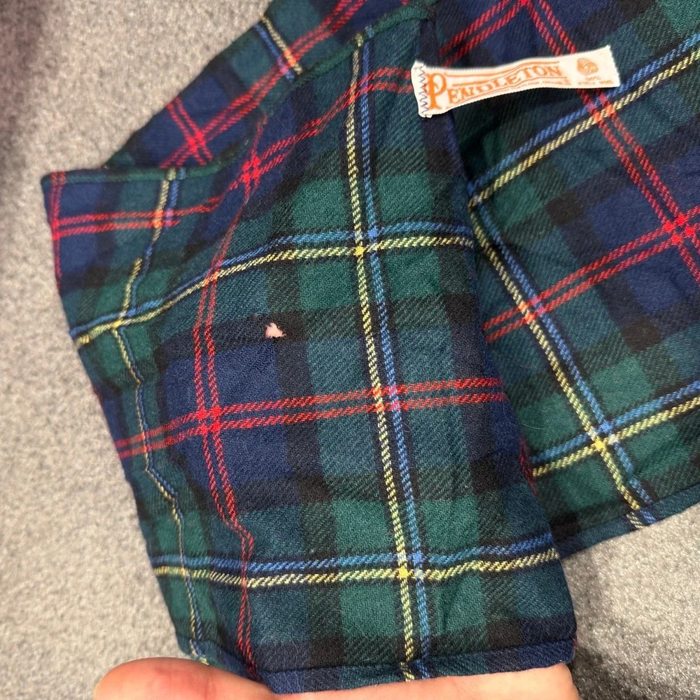 Pendleton Scarf Unisex OS Blue Green Plaid Fair Wool Tartan Fringed USA Made